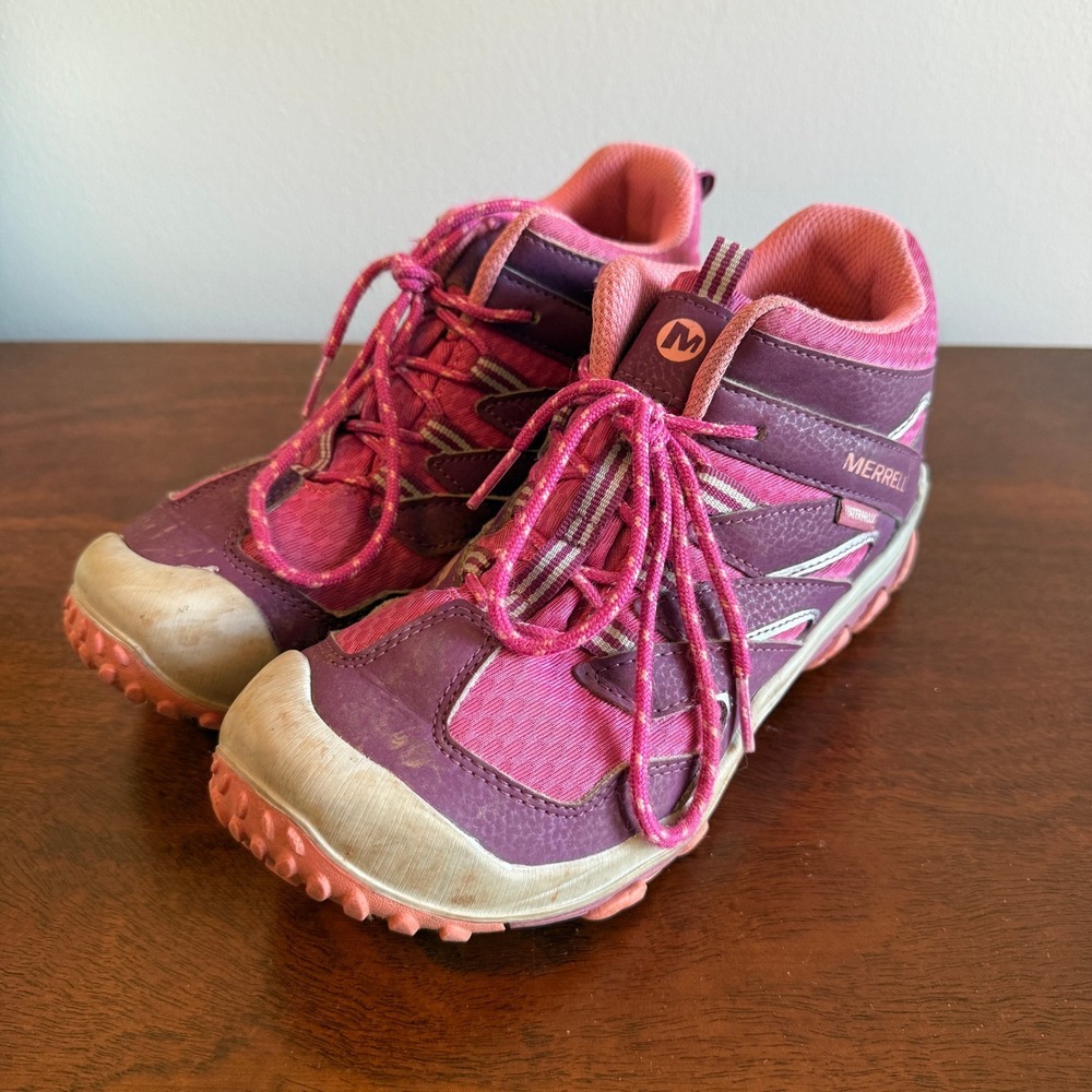 Merrell Chameleon 7 Access Waterproof Hiking Boots Kids Size 4.5 Berry/Pink
